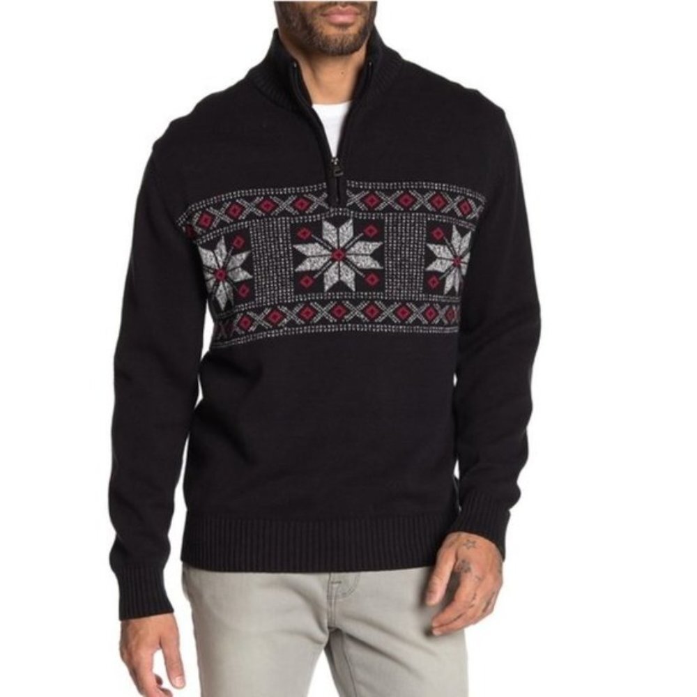 Weatherproof Fair Isle Mesh Half Zip Pullover